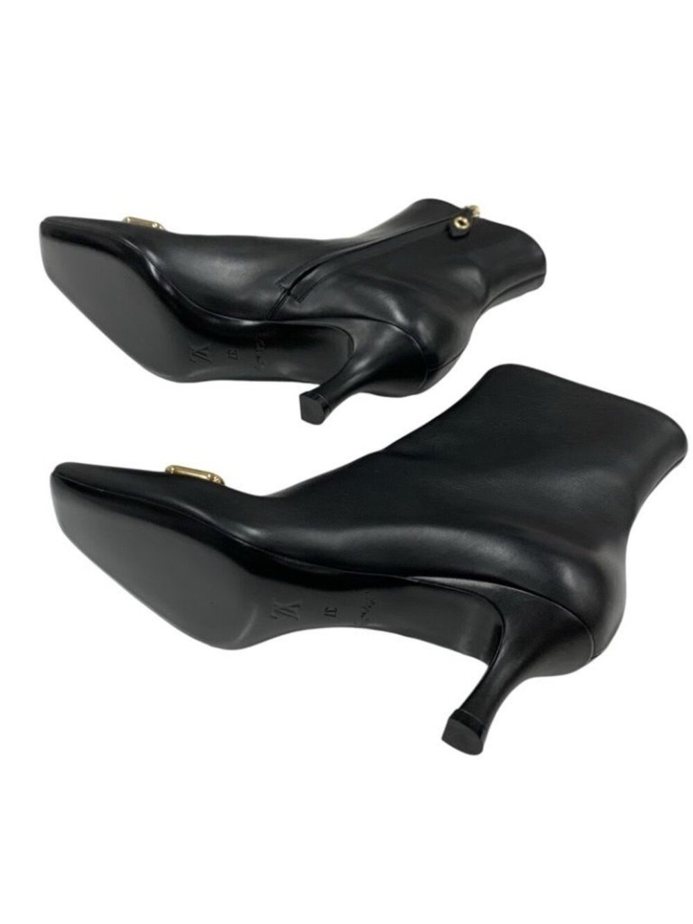 Louis Vuitton Rotary Line Boots Short Shoes Leather Black Gold Logo - Picture 6 of 10